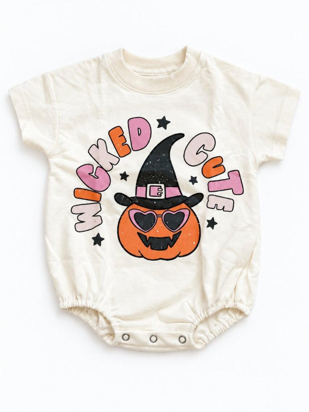 NWT Wicked Cute Pumpkin Halloween Baby Bubble Romper Cream 6–12M